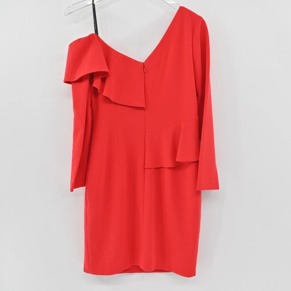 BLACK HALO Tava Dress Size 6‎ Red Glamorous Ruffle Romantic Elegant Mini Sheath - Picture 3 of 13